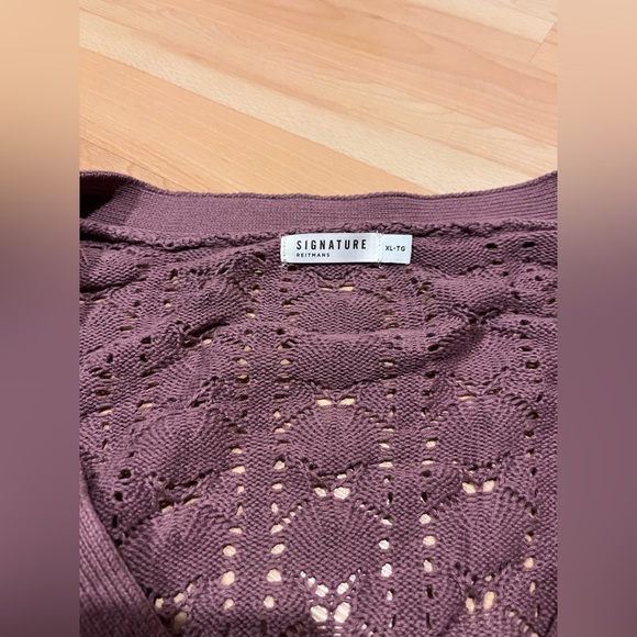 Mauve puff sleeve knit cardigan - Picture 6 of 8